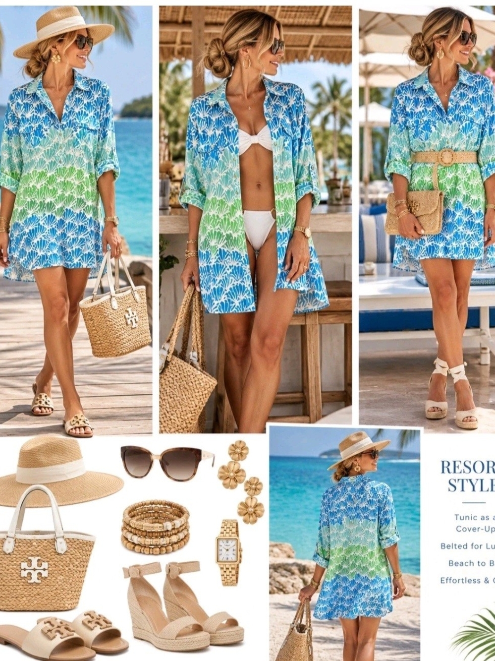 Lilly Pulitzer Resort-Ready Blue & Green Ombre Beach Tunic Cover Up